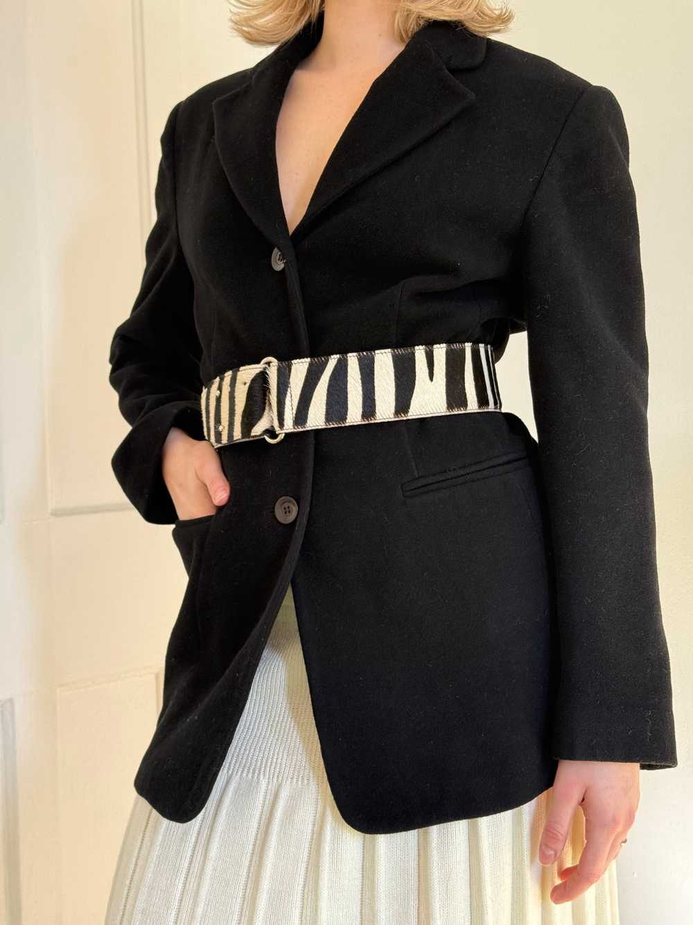 Club Monaco Black and White Zebra Print Pony Hair Belt
